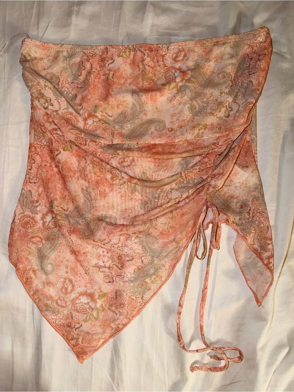 See You Monday peach paisley and floral mesh tube 2 piece dress - Picture 7 of 14
